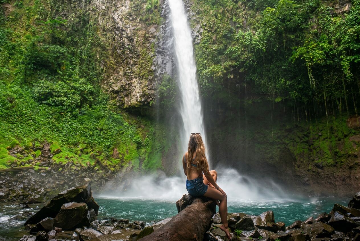 Waterfall and forest near La Fortuna